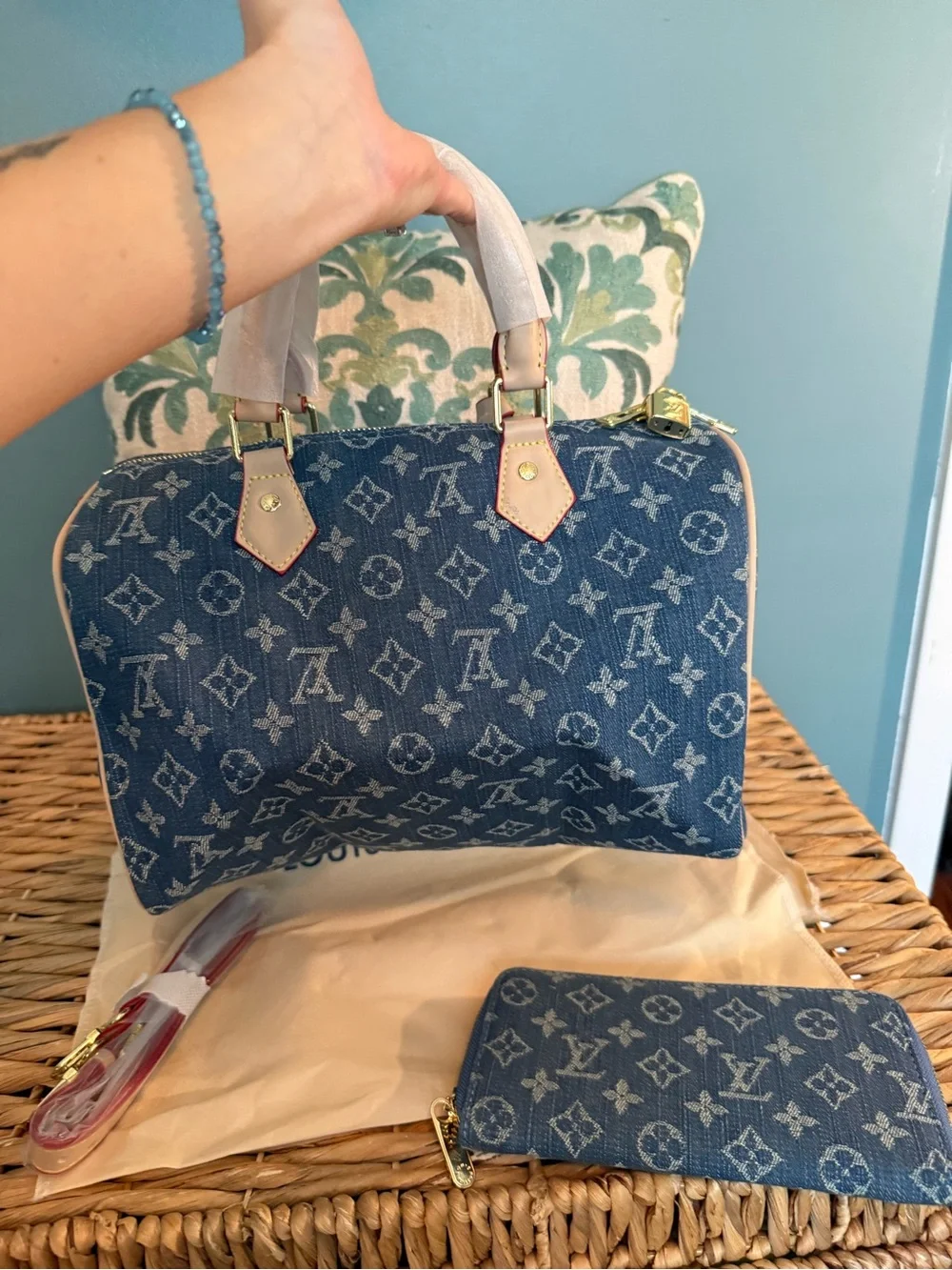 Denim bag & wallet set- see description